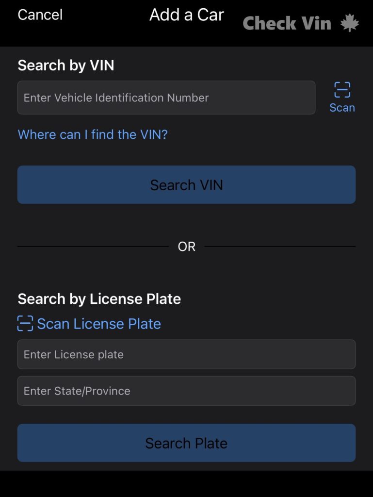 search by license plate number canada
